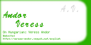 andor veress business card